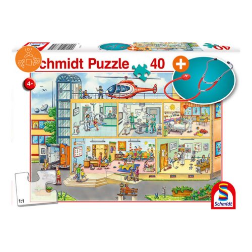 Gyerekkórház Puzzle 40 db + játék sztetoszkóp (56374)